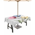 thumbnail image 1 of Boanket Outdoor Tablecloth with Umbrella Hole for Patio/Picnic/Party/Camping, Blue Red Tulip Waterproof Table Cloth Rectangle Table Cover Washable, Yellow Spring Flower Floral Wood Grain (60"x 102"), 1 of 7