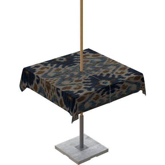 Boanket Outdoor Tablecloth with Umbrella Hole for Patio/Picnic/Party/Camping, Contemporary, Waterproof Table Cloth Square Cover Washable, Abstract Boho Native Tribal Flower 54"x 54"