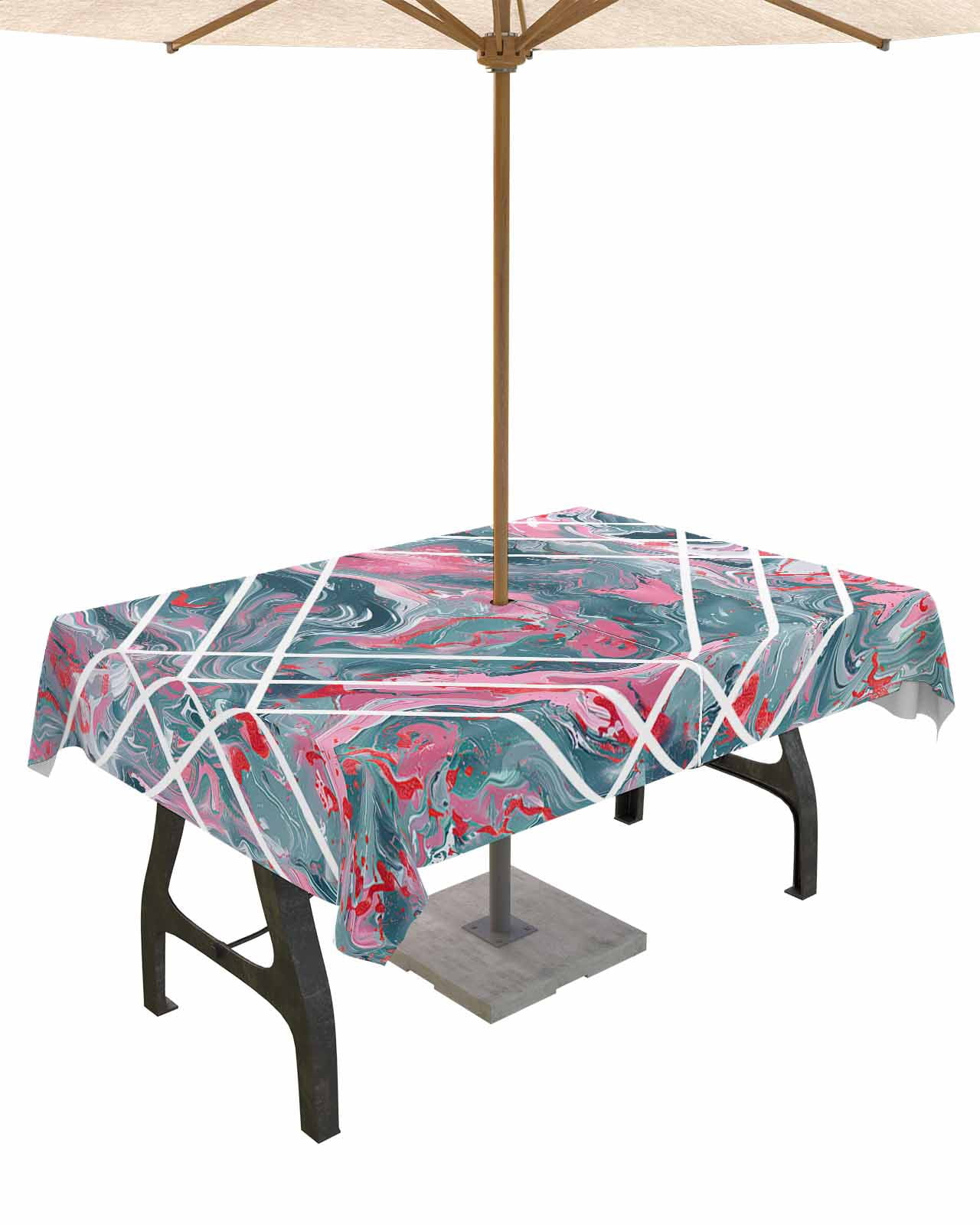 Boanket Outdoor Tablecloth with Umbrella Hole for Patio/Picnic/Party ...