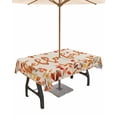 thumbnail image 1 of Boanket Outdoor Tablecloth with Umbrella Hole for Patio/Picnic/Party/Camping, Hello Fall Waterproof Table Cloth Rectangle Table Cover Washable, Orange Red Maple Leaf Botanical Rustic (52"x 70"), 1 of 7