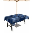 thumbnail image 1 of Boanket Outdoor Tablecloth with Umbrella Hole for Patio/Picnic/Party/Camping, Navy Blue Marble Waterproof Table Cloth Rectangle Table Cover Washable, Abstract Modern Golden Geometric 52"x 70", 1 of 7