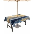 thumbnail image 1 of Boanket Outdoor Tablecloth with Umbrella Hole for Patio/Picnic/Party/Camping, Navy Blue Waterproof Table Cloth Rectangle Table Cover Washable, Modern Art Oil Painting Sea Sky (60"x 84"), 1 of 7