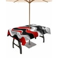 thumbnail image 1 of Boanket Outdoor Tablecloth with Umbrella Hole for Patio/Picnic/Party/Camping, Red Black Grey Waterproof Table Cloth Rectangle Table Cover Washable, Modern Moire Abstract Artwork (60"x 102"), 1 of 7