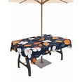 thumbnail image 1 of Boanket Outdoor Tablecloth with Umbrella Hole for Patio/Picnic/Party/Camping, White Orange Flower Waterproof Table Cloth Rectangle Table Cover Washable, Blue Leaves Spring Flowers Pastoral (54"x 80"), 1 of 7