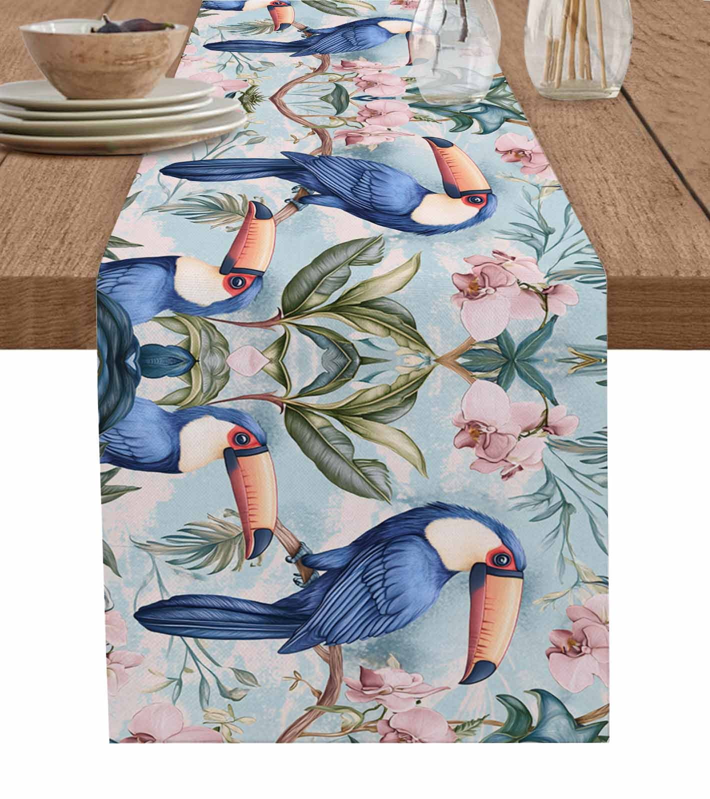 Boanket Parrot Summer Table Runner - 108 Inch Long, Kitchen Dining ...