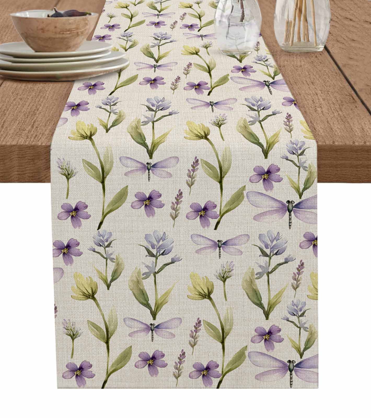 Boanket Pastoral Floral Table Runner - 120 Inch Long, Kitchen Dining ...