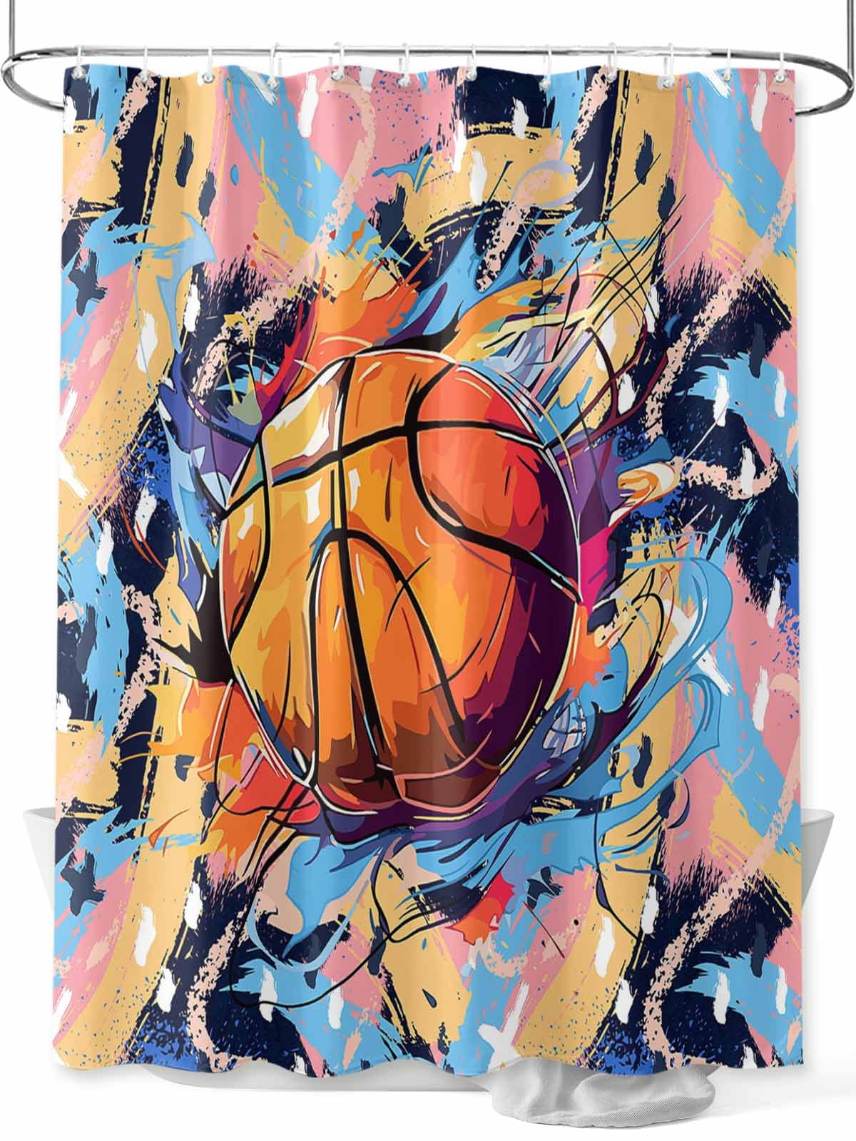 Badminton Pattern Print Bathroom Shower Curtain