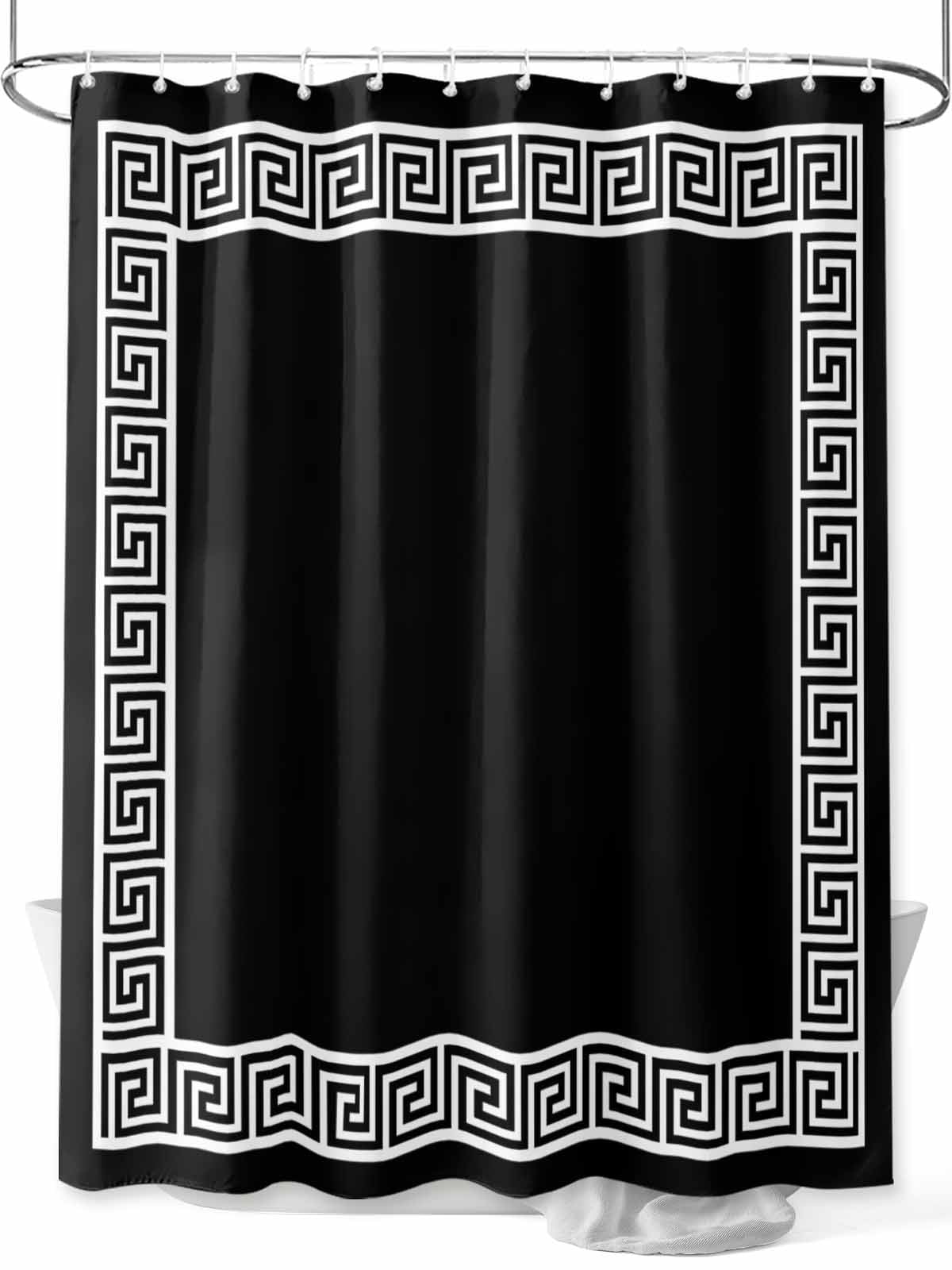 Boanket Polyester Fabric Black Shower Curtain, Modern Geometric Abstract Art Aesthetics Waterproof Bathtub Curtain Bathroom Decor Set with Hooks 72 x 96 Inches,