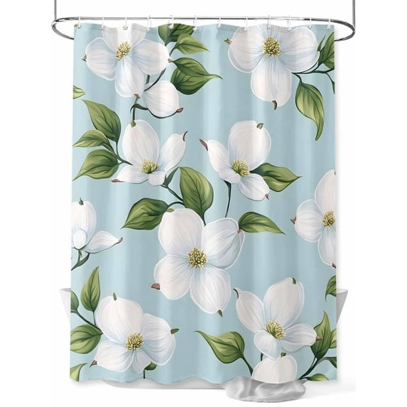 Boanket Polyester Fabric Blooms White Floral Shower Curtain, Spring Floral Garden Waterproof Bathtub Curtain Bathroom Decor Set with Hooks 48 x 72 Inches,