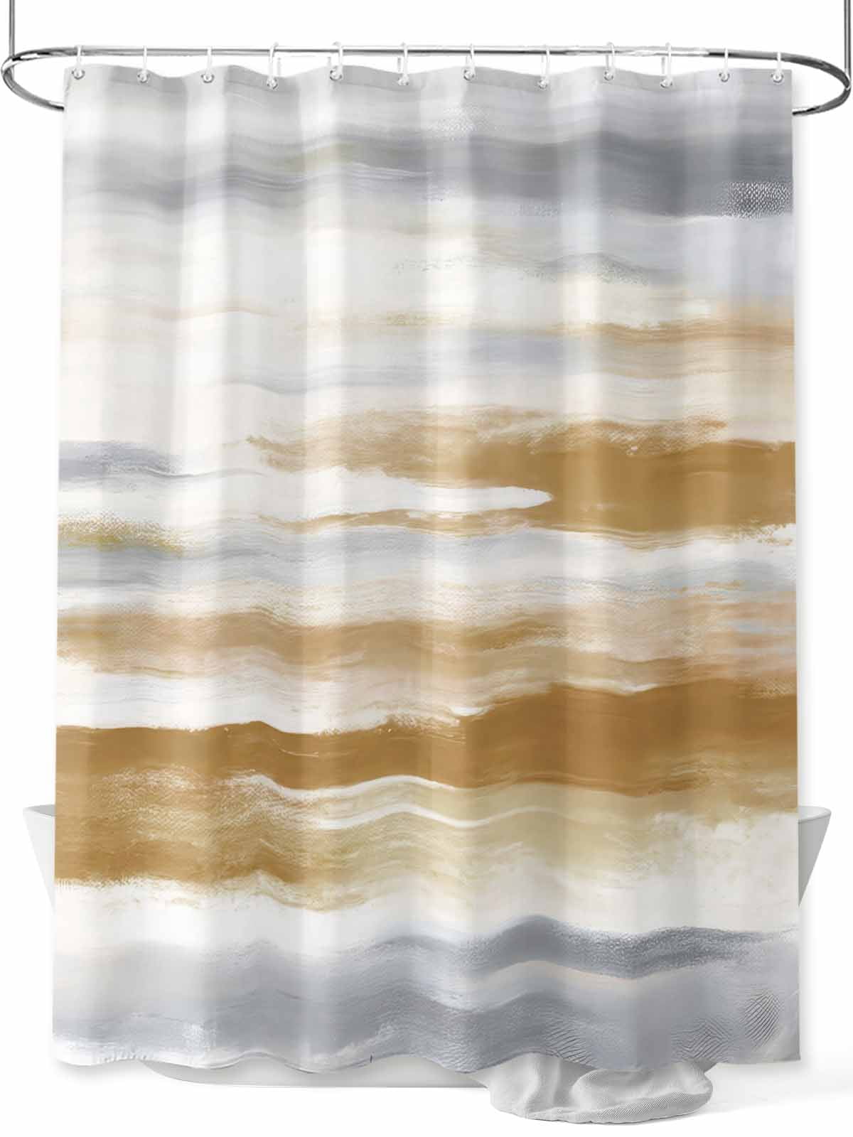 Boanket Polyester Fabric Brown Gray White Shower Curtain, Vintage Rustic Abstract Mottled Art Waterproof Bathtub Curtain Bathroom Decor Set with Hooks 72 x 96 Inches,
