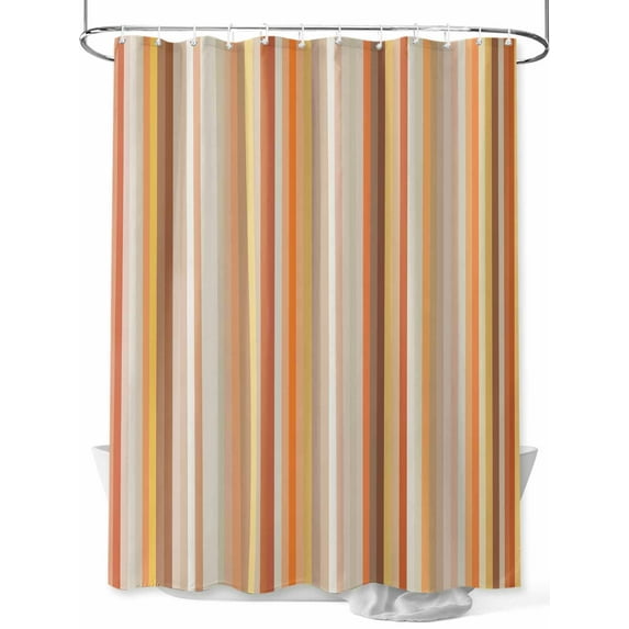 Boanket Polyester Fabric Burnt Orange Striped Shower Curtain, Farmhouse Orange Ombre Stripes Waterproof Bathtub Curtain Bathroom Decor Set with Hooks 36 x 72 Inches,