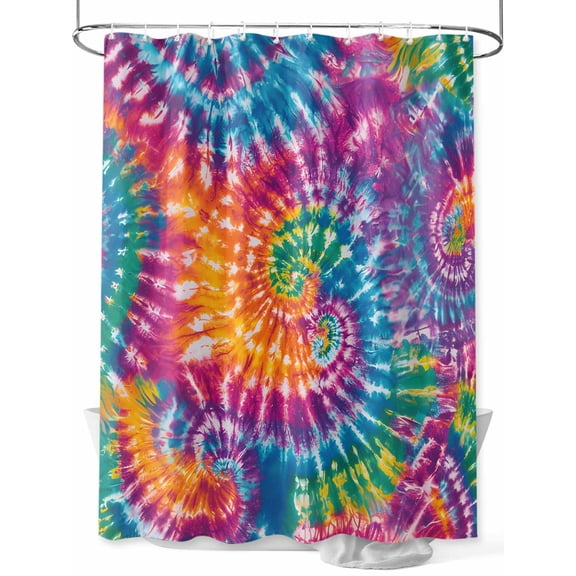 Boanket Polyester Fabric Colorful Shower Curtain, Ethnic Modern Abstract Watercolor Tie-Dye Waterproof Bathtub Curtain Bathroom Decor Set with Hooks 36 x 78 Inches,