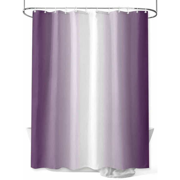 Boanket Polyester Fabric Dark Purple Ombre Shower Curtain, Purple White Gradient Modern Abstract Art Waterproof Bathtub Curtain Bathroom Decor Set with Hooks 72 x 72 Inches,