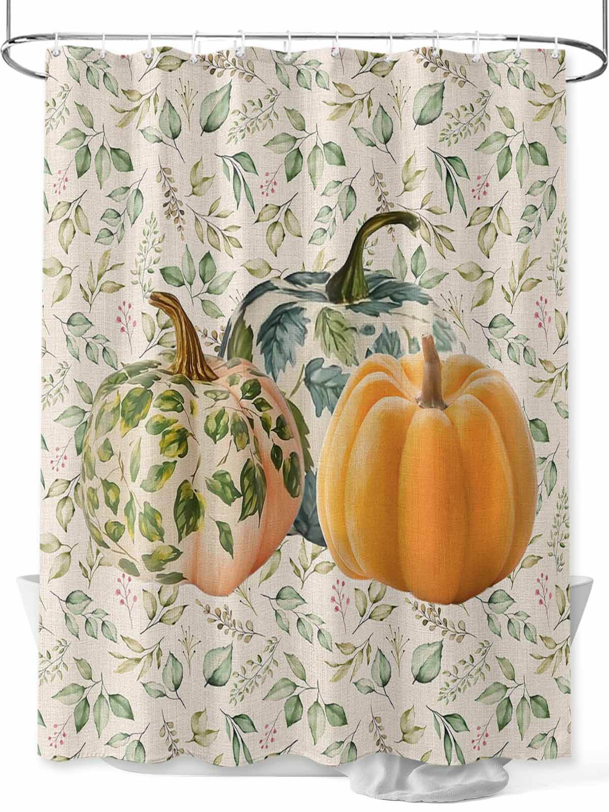 Pumpkin Pattern Print Bathroom Shower Curtain