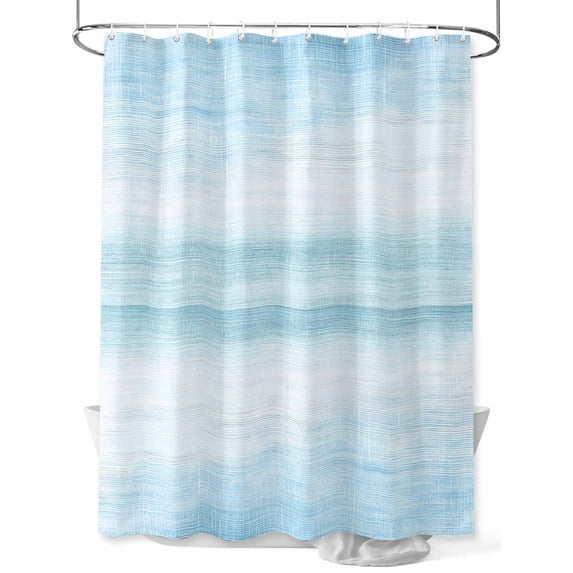 Boanket Polyester Fabric Gradient Aqua Blue Shower Curtain, Modern Rustic Minimalist Pastel Solid Waterproof Bathtub Curtain Bathroom Decor Set with Hooks 66 x 72 Inches,