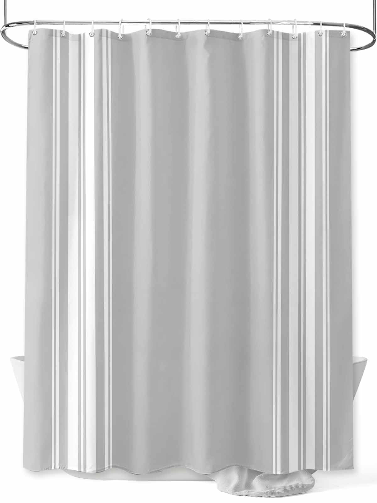 Boanket Polyester Fabric Grey Striped Shower Curtain, Luxurious White ...