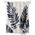 thumbnail image 1 of Boanket Polyester Fabric Navy Blue Palm Leaf Shower Curtain, Tropical Botanical Vintage Leaves Waterproof Bathtub Curtain Bathroom Decor Set with Hooks 54 x 78 Inches,, 1 of 6