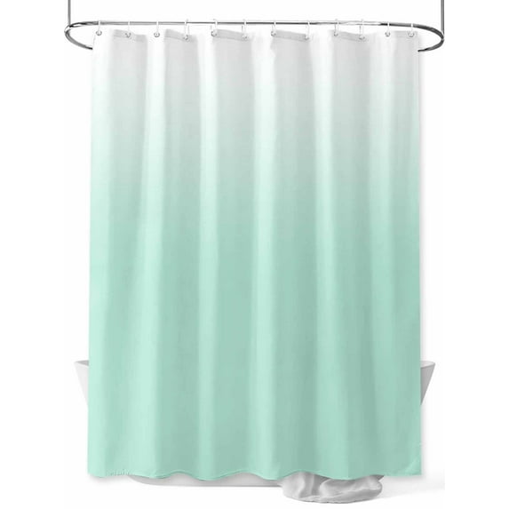 Boanket Polyester Fabric Ombre Green White Shower Curtain, Modern Painting Waterproof Bathtub Curtain Bathroom Decor Set with Hooks 54 x 78 Inches,