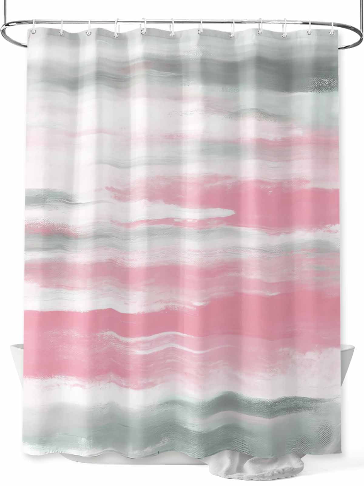 Boanket Polyester Fabric Pink Gray White Shower Curtain, Contemporary Simple Abstract Mottled Waterproof Bathtub Curtain Bathroom Decor Set with Hooks 72 x 78 Inches,