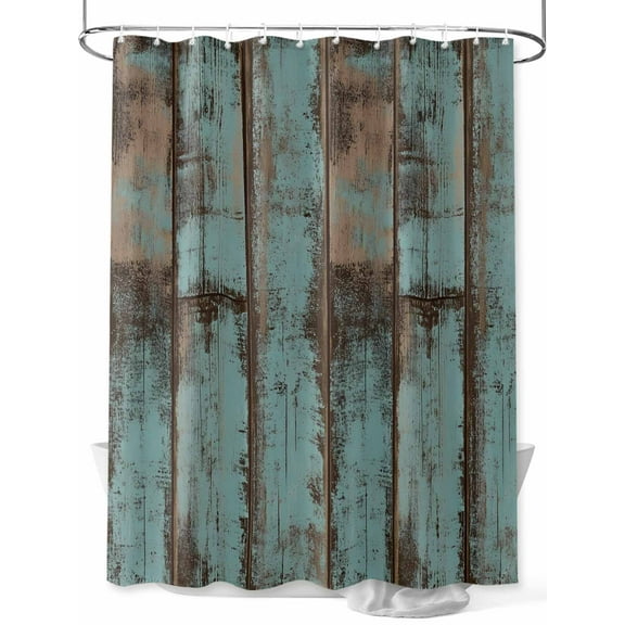 Boanket Polyester Fabric Retro Wooden Grain Shower Curtain, Farmhouse Vintage Gradient Texture Waterproof Bathtub Curtain Bathroom Decor Set with Hooks 36 x 72 Inches,