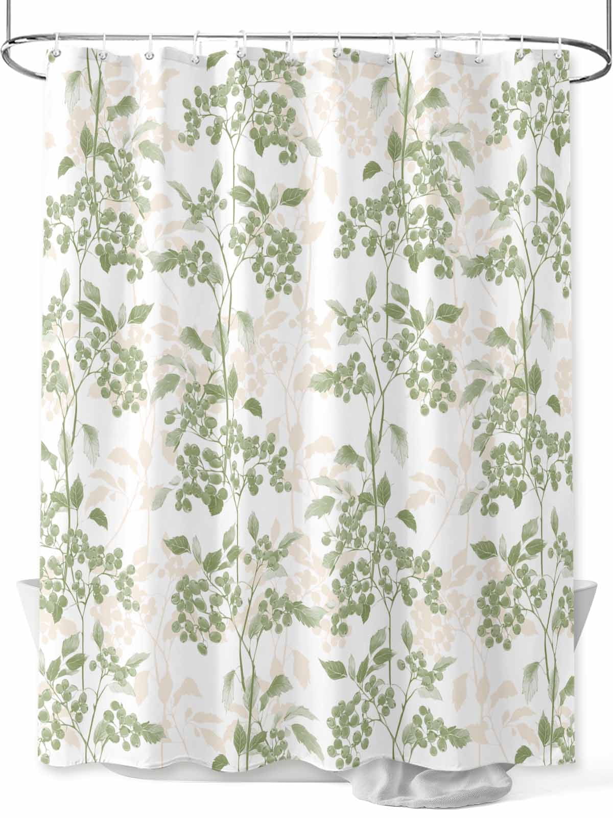 Boanket Polyester Fabric Sage Green Botanical Shower Curtain, Vintage Nature Flower Waterproof Bathtub Curtain Bathroom Decor Set with Hooks 72 x 84 Inches,