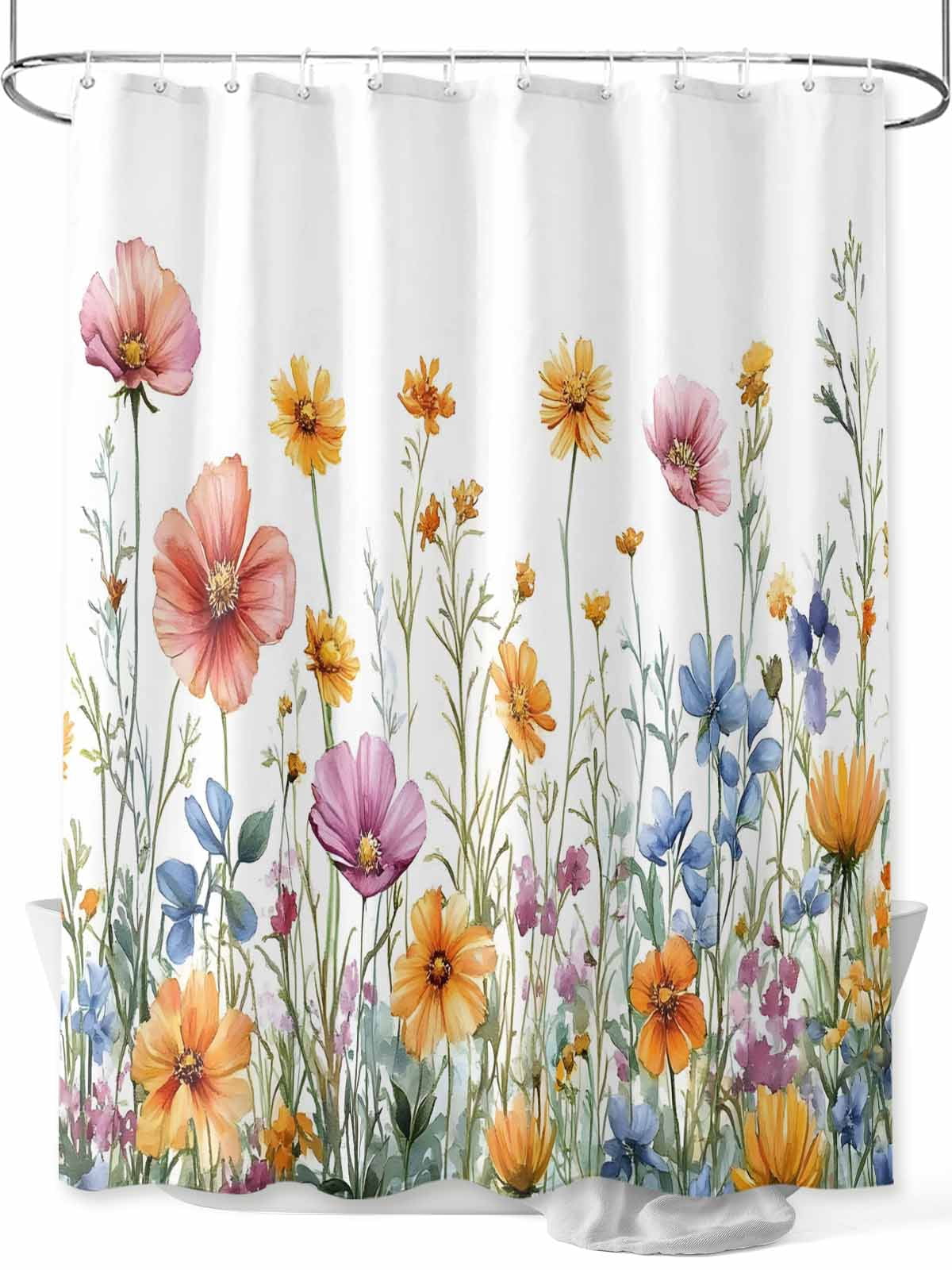 Boanket Polyester Fabric Wildflower Shower Curtain, Country Flower