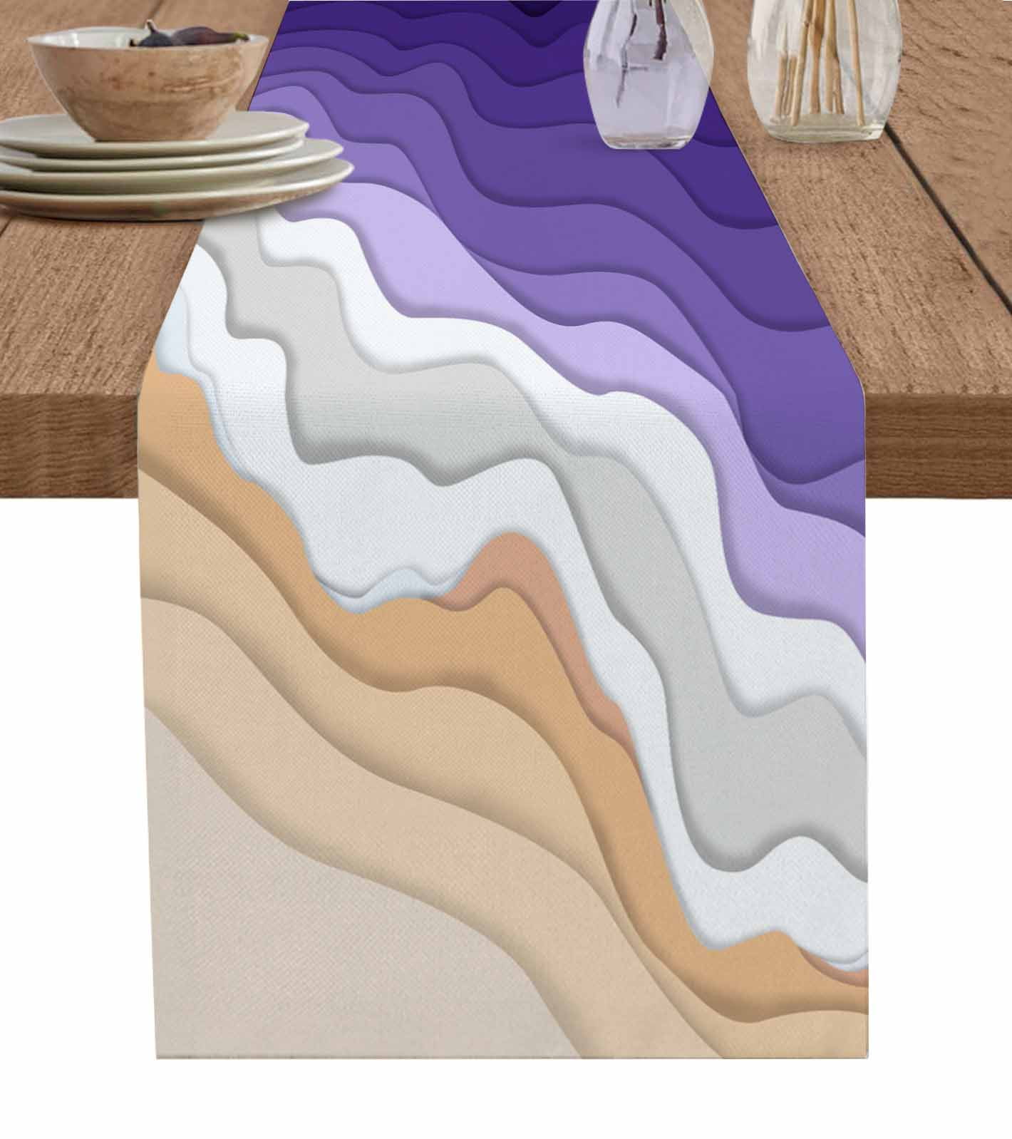 Boanket Purple Coastal Beach Table Runner - 108 Inch Long, Kitchen ...