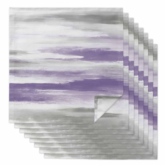 Boanket Purple Gray White Cloth Napkins Set of 8, Holiday Napkins for Baby Shower, Retro Country Abstract Mottled Texture Washable Reusable Dinner Napkins for Cocktail Wedding Party, 20 x 20 Inch