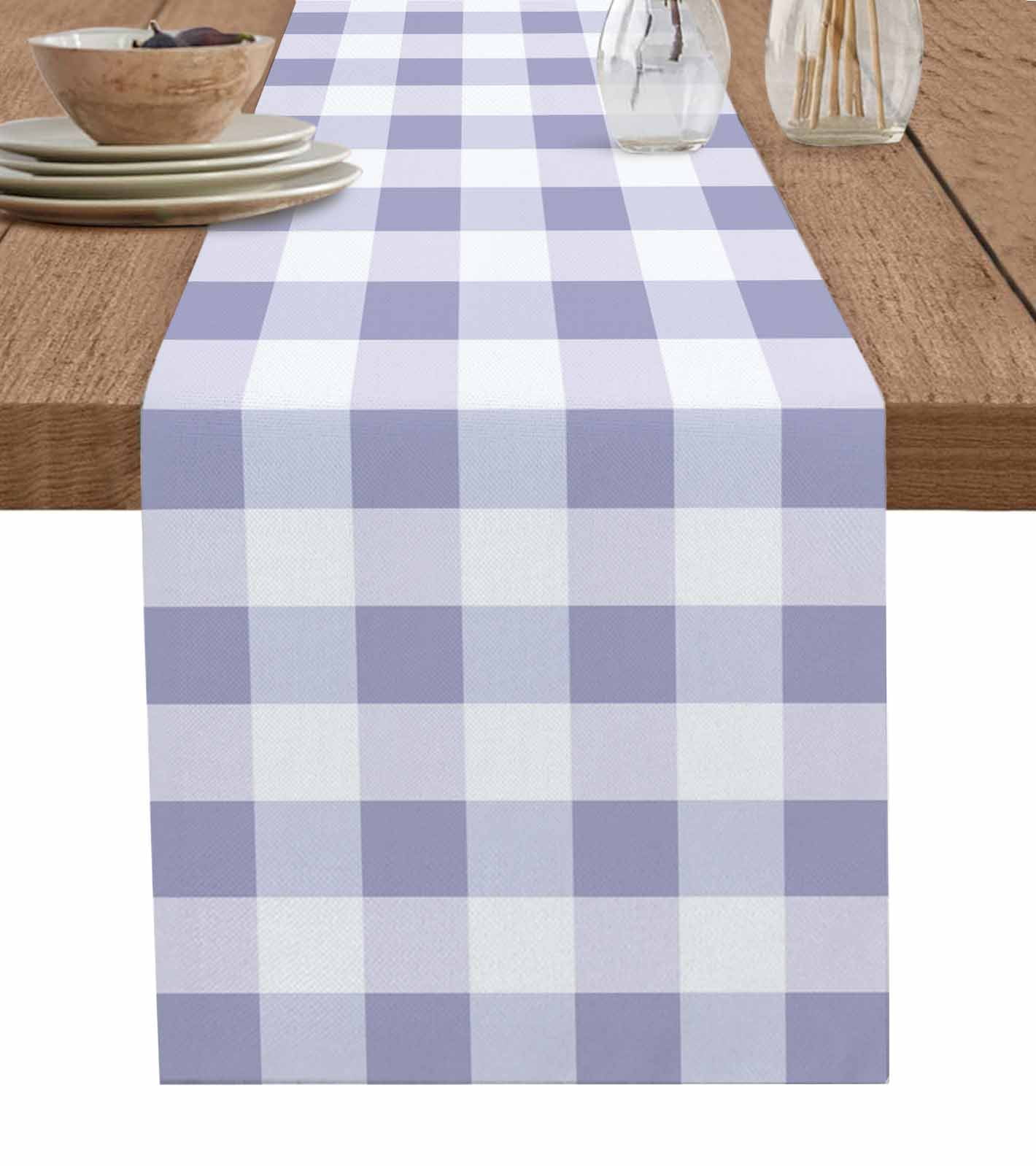 Boanket Purple Plaid Table Runner - 108 Inch Long, Kitchen Dining Table ...