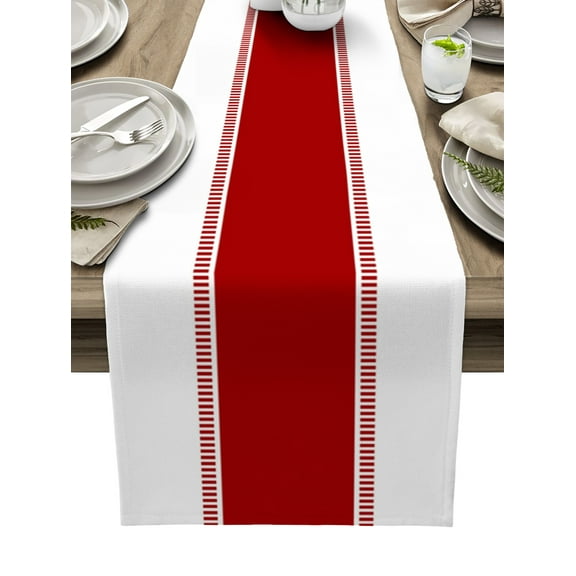 Boanket Red Solid Color Texture Table Runner - 36 Inch Long, Kitchen Dining Table Runner Dresser Scarves, Simple Red Stripes Farmhouse Home Decor for Coffee Table Wedding Party Banquet