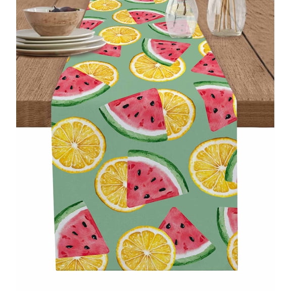 Boanket Red Watermelon Table Runner - 70 Inch Long, Kitchen Dining Table Runner Dresser Scarves, Lemon Summer Fruit Country Pastoral Farmhouse Decor for Coffee Tables Wedding Party Banquet