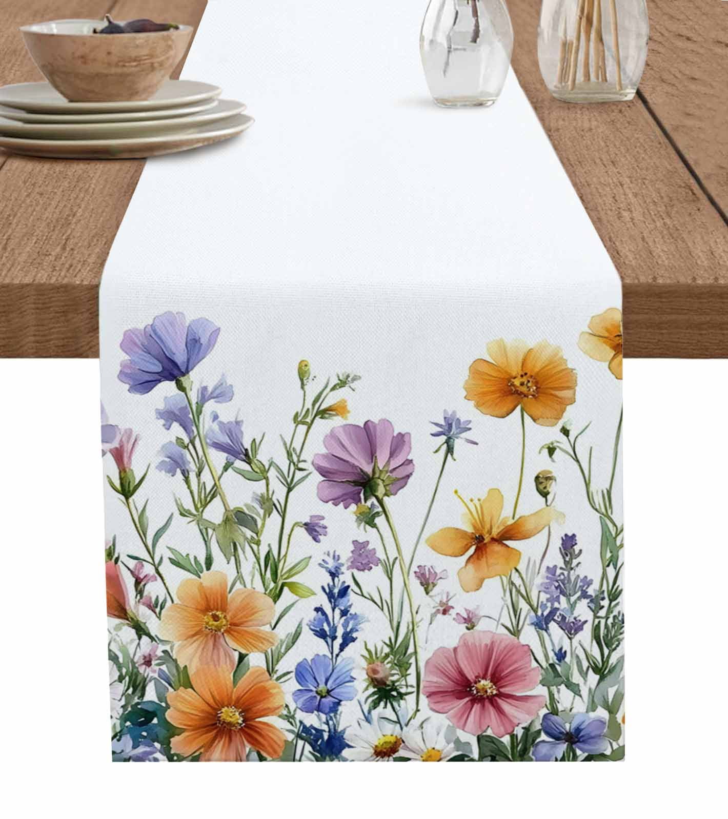 Boanket Spring Floral Table Runner - 90 Inch Long, Kitchen Dining Table ...