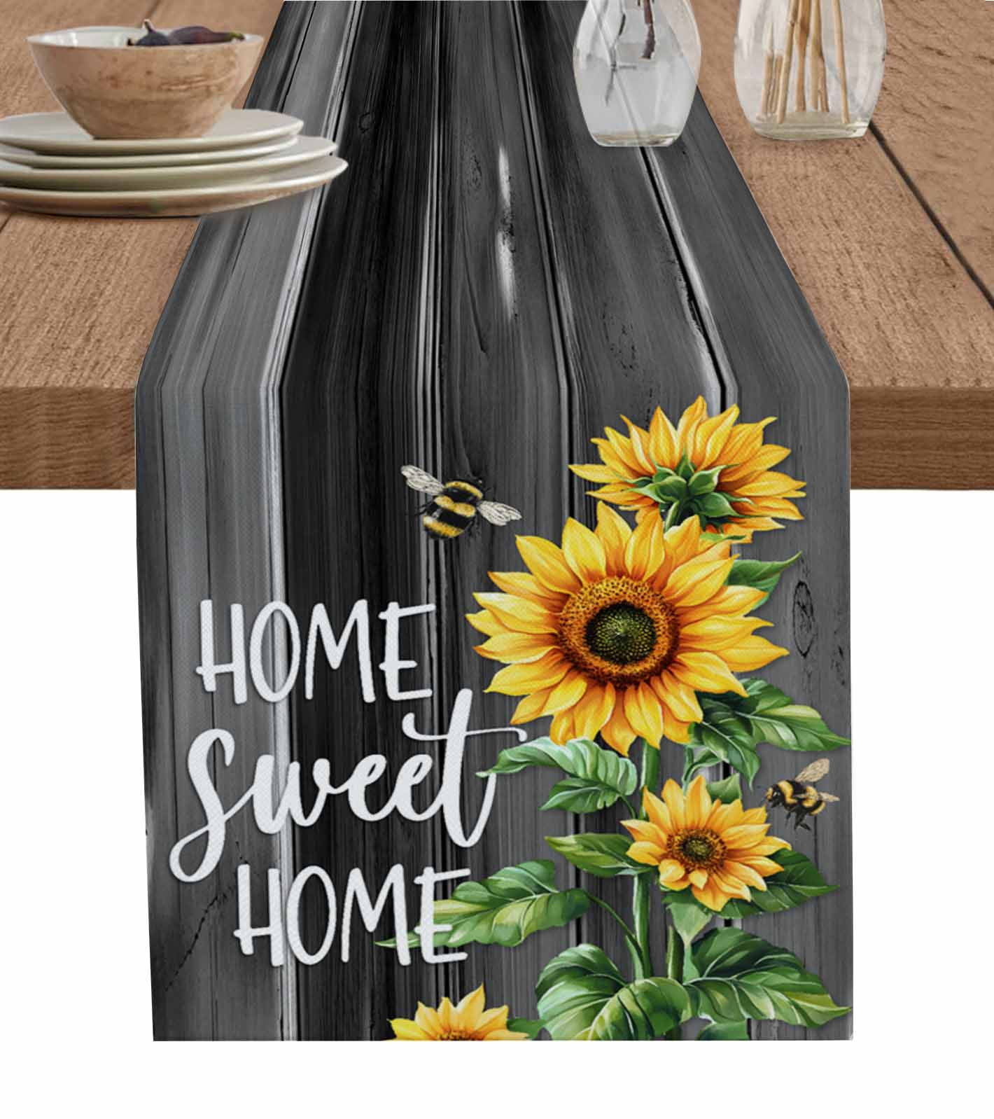 Spring Table Runner 108 Boanket Spring Sunflowers Table Runner - 108 Inch Long, Kitchen Dining ...