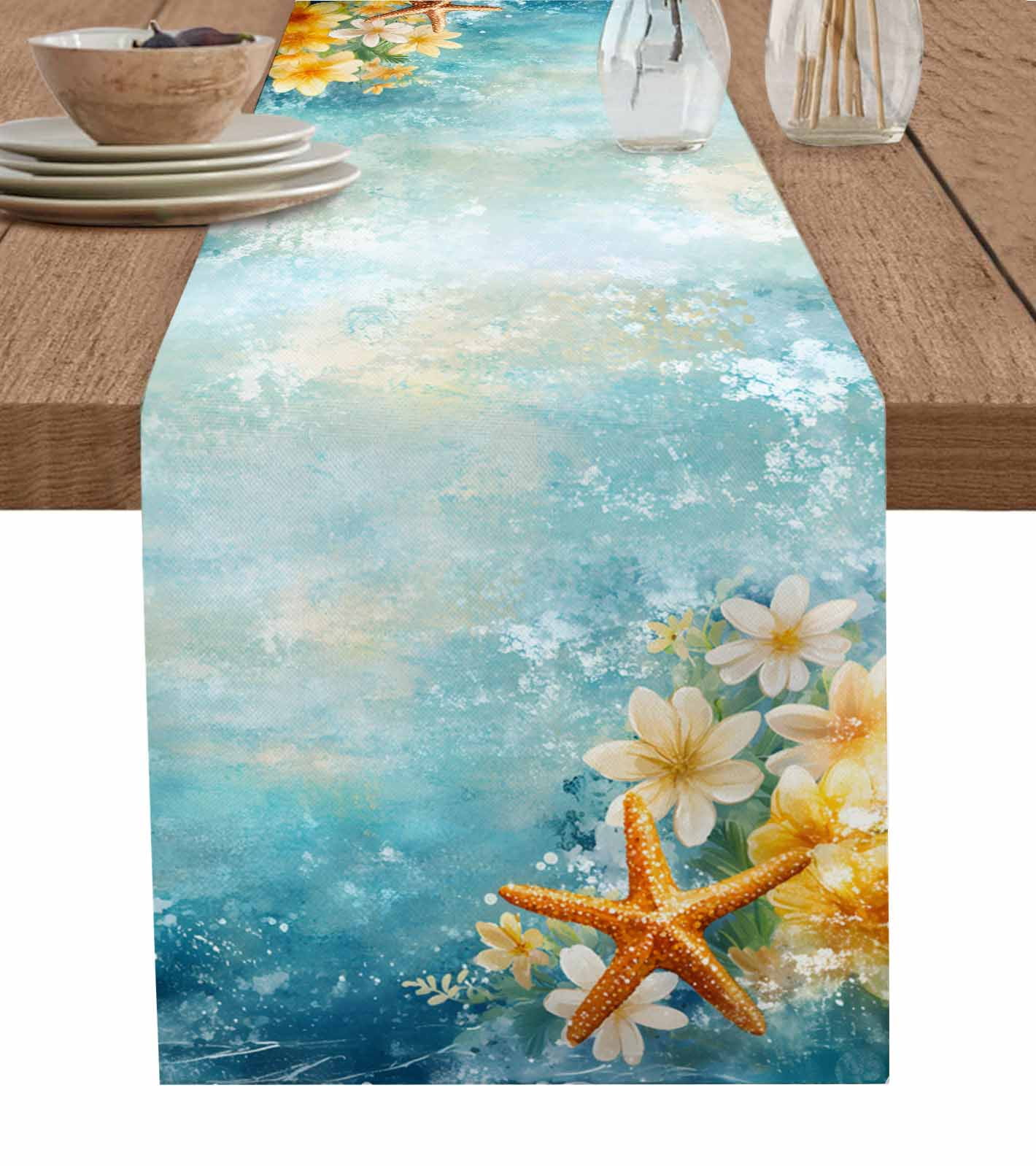 Boanket Summer Coastal Table Runner - 72 Inch Long, Kitchen Dining ...