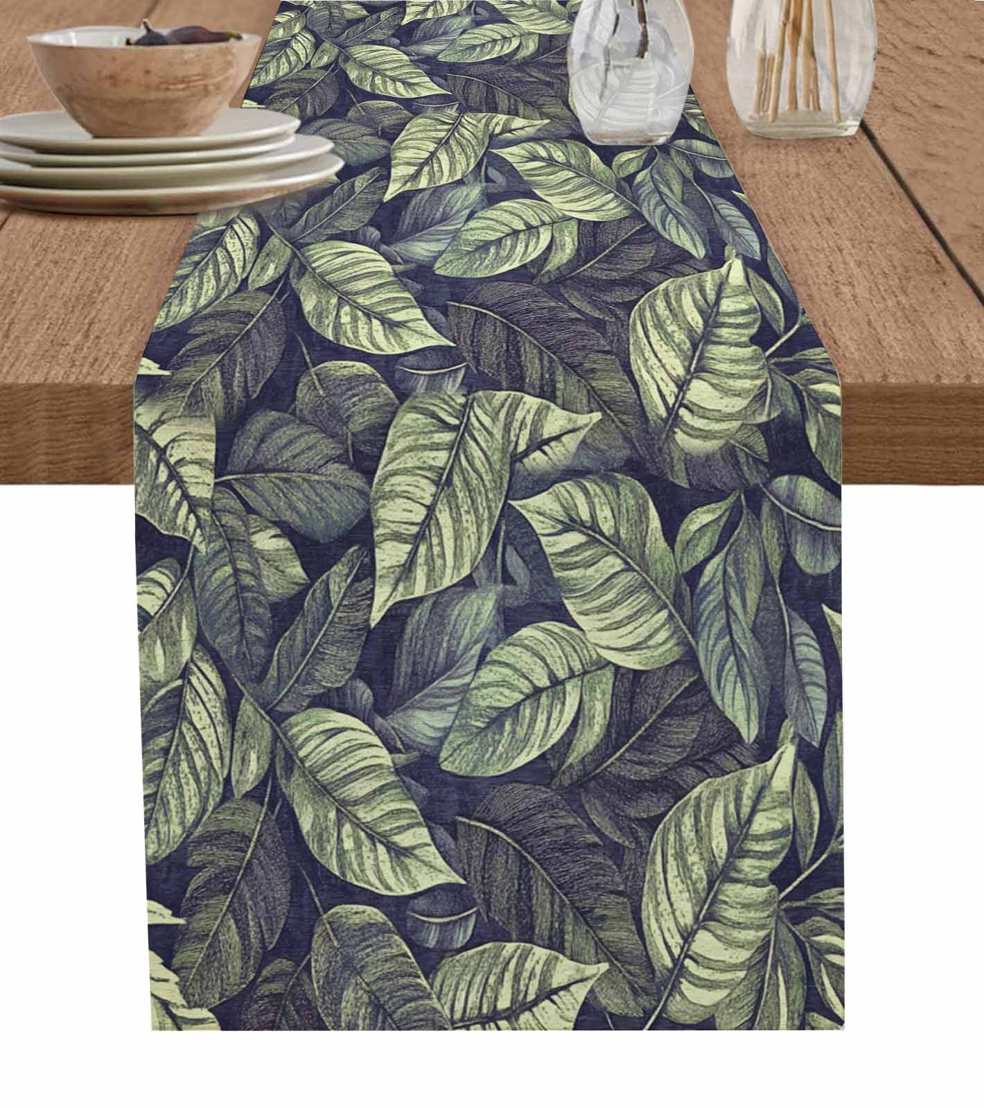 LADY MIRANDA Green Leaf Table Runner - 13x72 Inch Farmhouse Style, Summer & Seasonal Decor - View #7