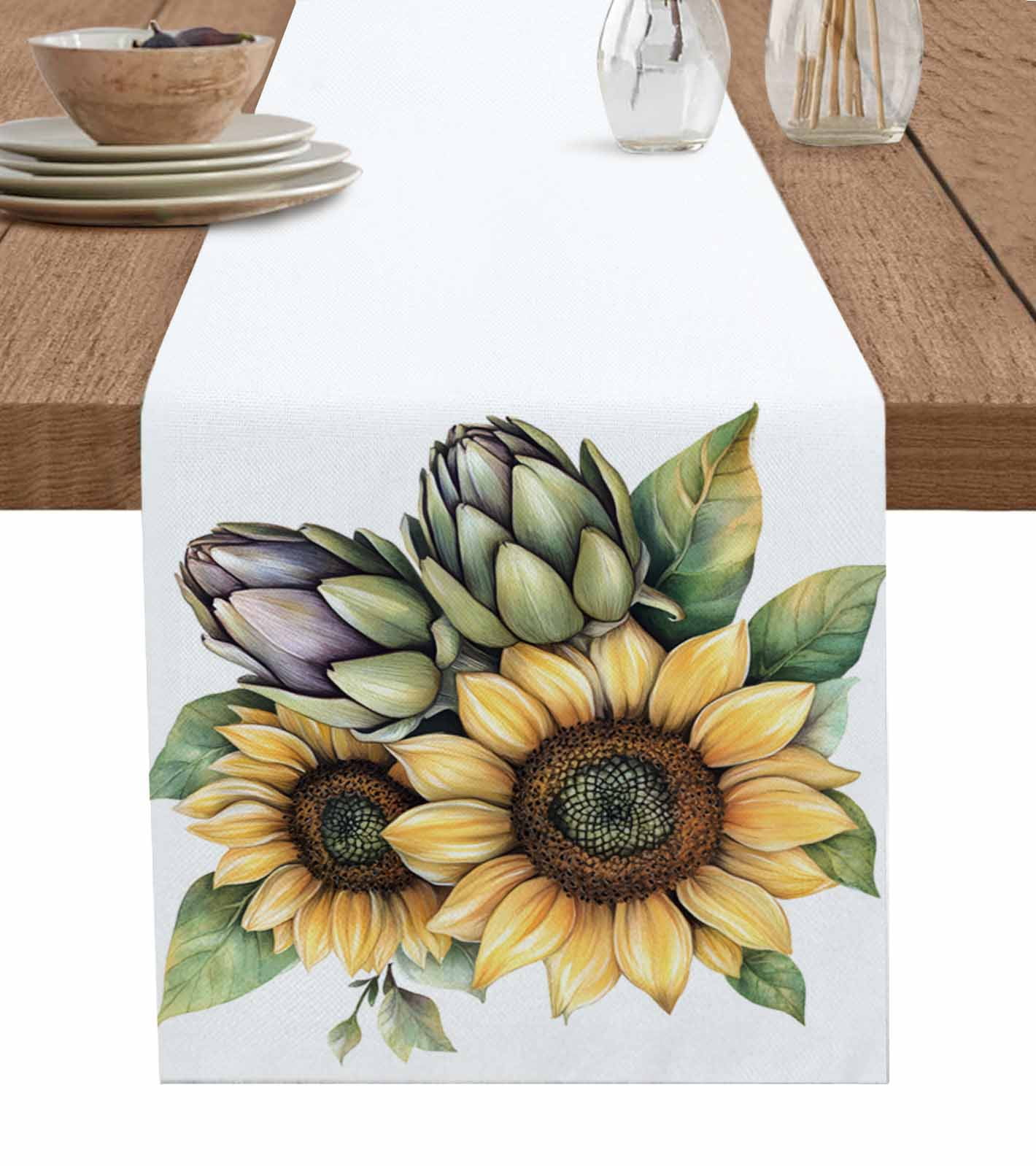 Boanket Summer Sunflower Table Runner - 48 Inch Long, Kitchen Dining ...