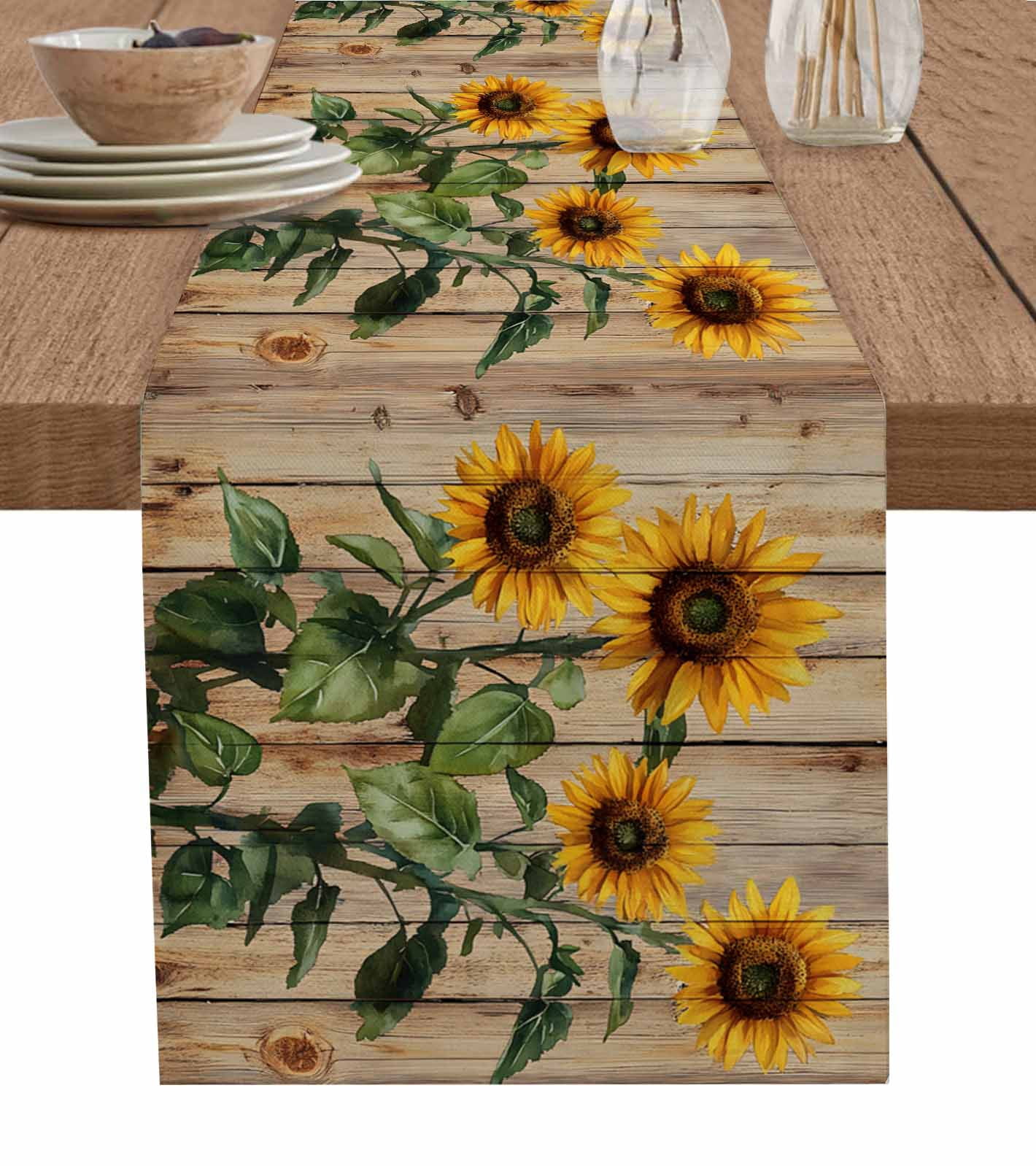 Boanket Summer Sunflower Table Runner - 90 Inch Long, Kitchen Dining ...