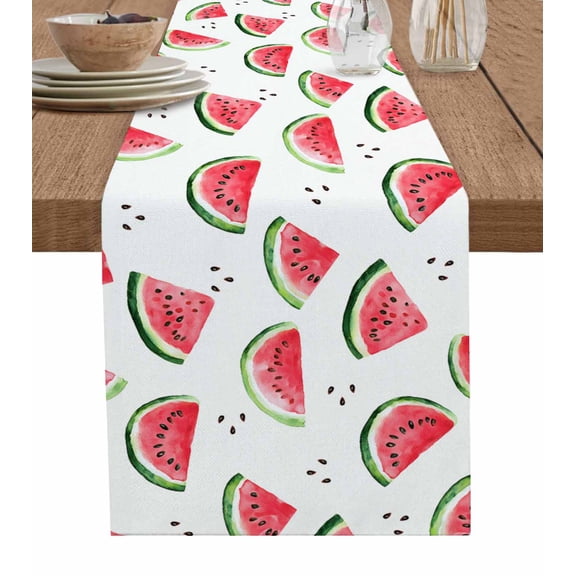 Boanket Summer Watermelon Table Runner - 48 Inch Long, Kitchen Dining Table Runner Dresser Scarves, Modern Tropical Fruit Watercolor Farmhouse Decor for Coffee Tables Wedding Party Banquet