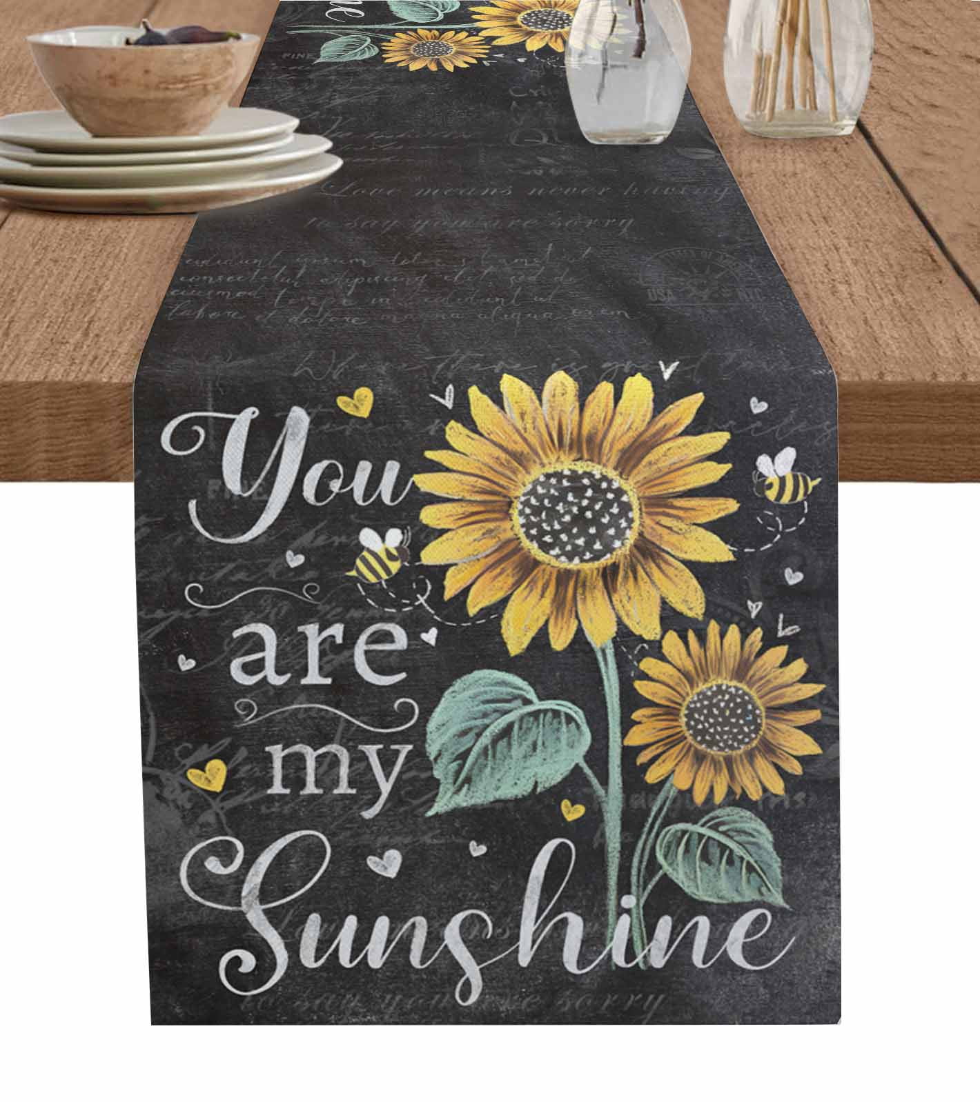 Boanket Sunflower Farmhouse Table Runner - 72 Inch Long, Kitchen Dining ...