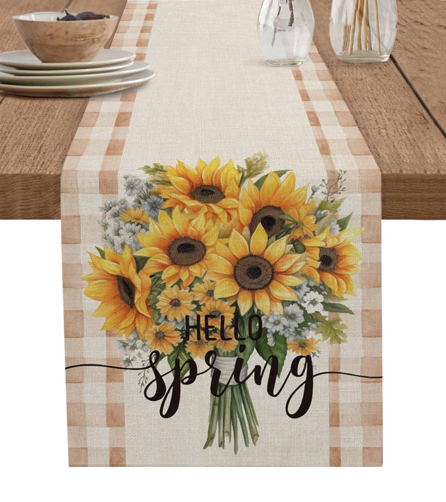 Spring Table Runner 108 Boanket Sunflower Table Runner - 108 Inch Long, Kitchen Dining Table ...