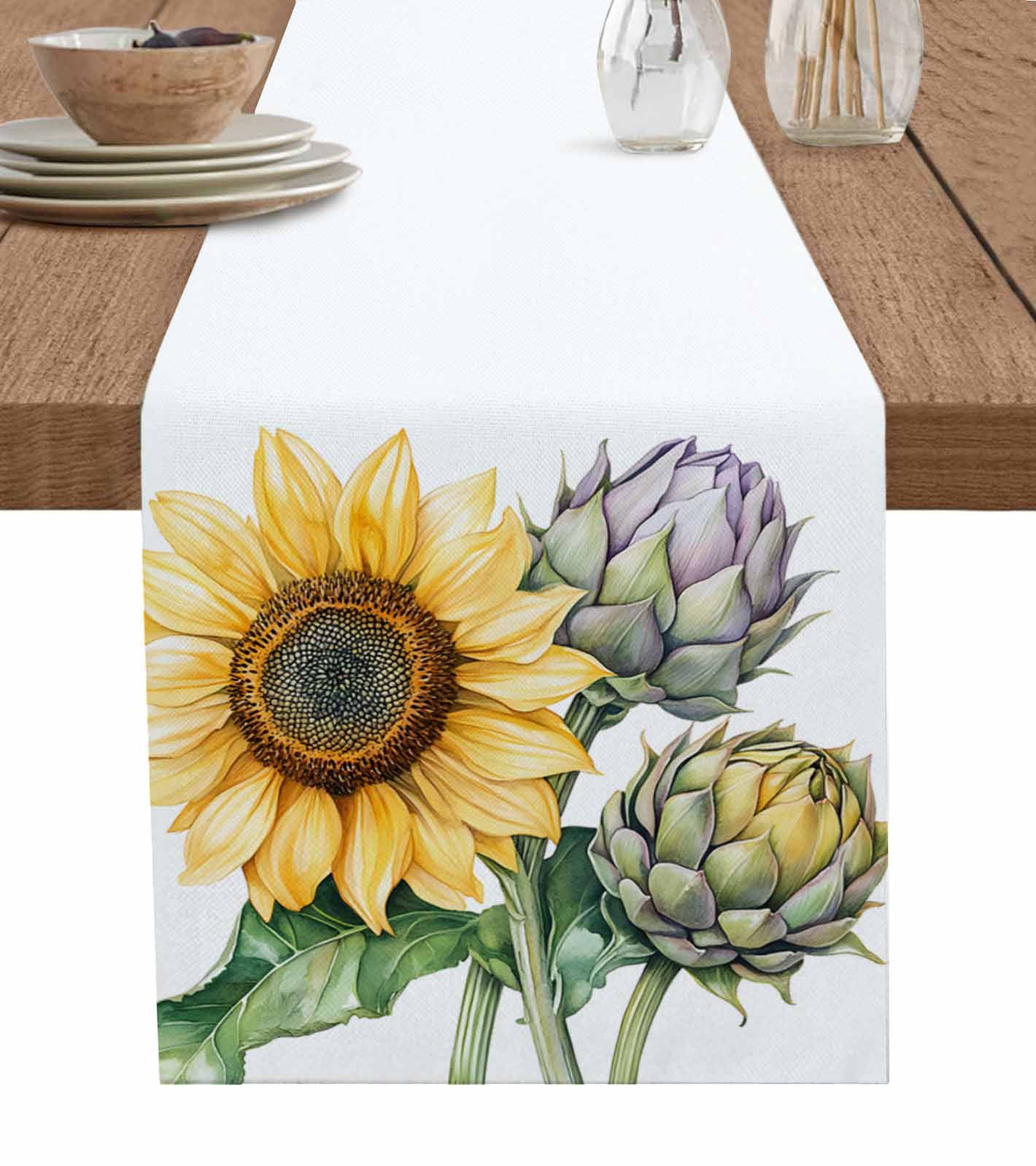 Boanket Sunflower Table Runner - 60 Inch Long, Kitchen Dining Table ...