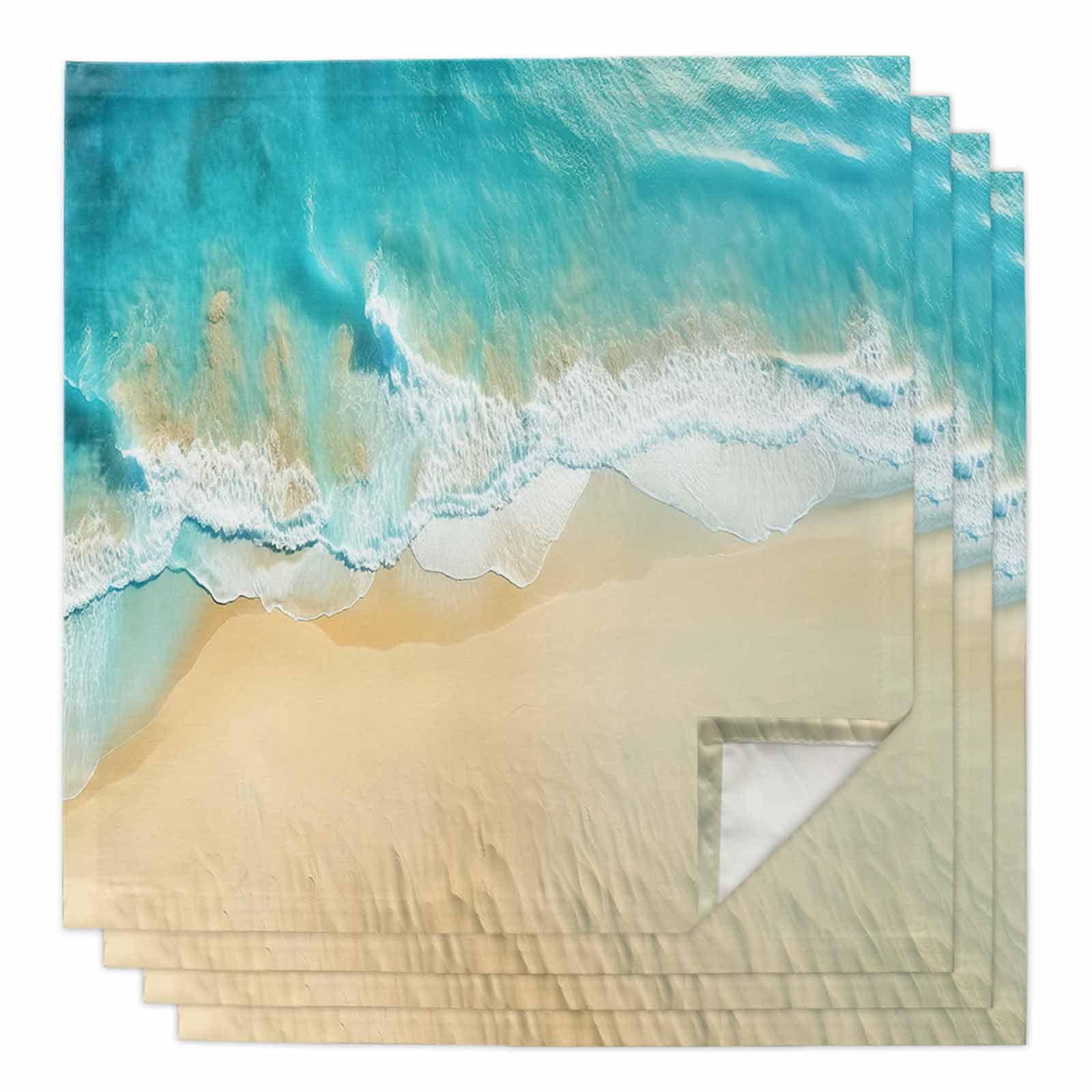Boanket Teal Beach Cloth Napkins Set of 4, Holiday Napkins for Baby ...