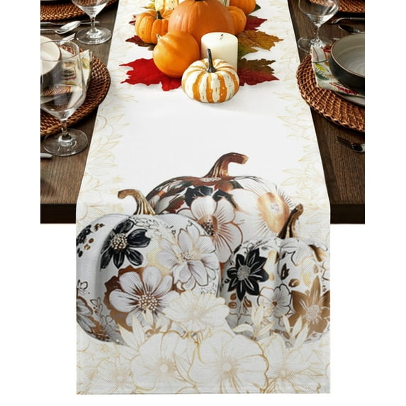 Boanket Thanksgiving Fall Table Runner - 70 Inch Long, Kitchen Dining Table Runner Dresser Scarves, Farmhouse Floral Pumpkin Fall Harvest Farmhouse Home Decor for Coffee Table Wedding Party Banquet