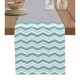 thumbnail image 1 of Boanket Turquoise Chevron Table Runner - 90 Inch Long, Kitchen Dining Table Runner Dresser Scarves, Geometric Grey Wavy Striped White Farmhouse Decor for Coffee Tables Wedding Party Banquet, 1 of 8