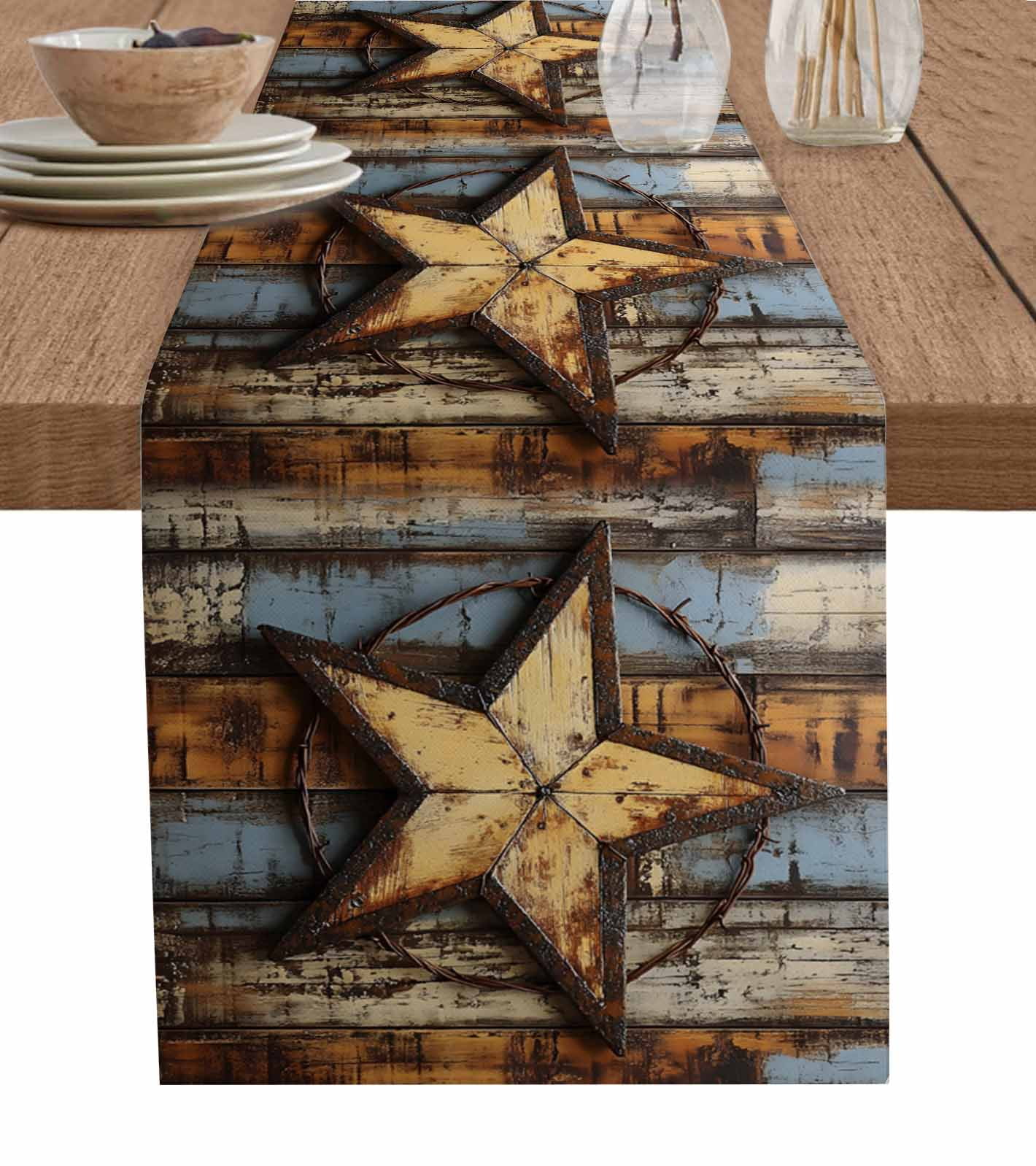 Western Rustic Table Runner Boanket Vintage Farmhouse Table Runner - 108 Inch Long, Kitchen Dining ...