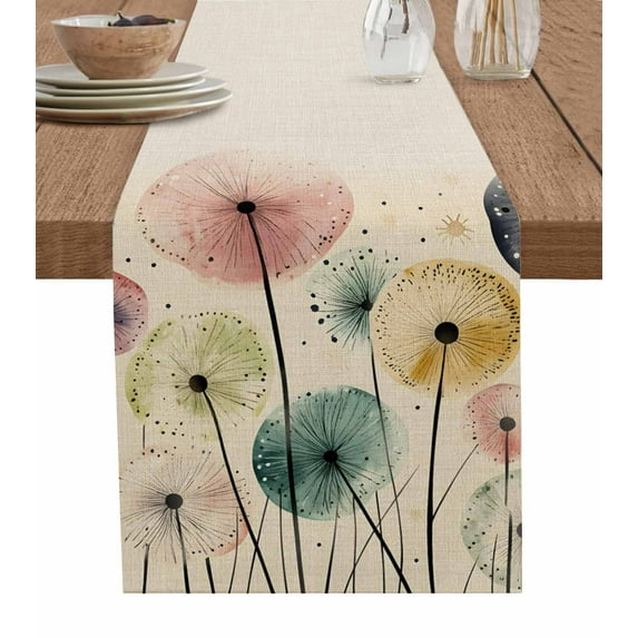 Boanket Vintage Spring Floral Table Runner - 70 Inch Long, Kitchen Dining Table Runner Dresser Scarves, Abstract Art Pastoral Flowers Rustic Farmhouse Decor for Coffee Tables Wedding Party Banquet