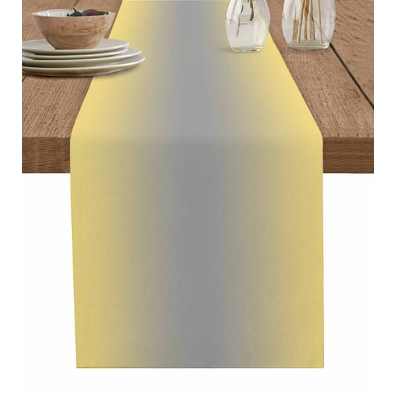 Boanket Yellow Gray Ombre Table Runner - 90 Inch Long, Kitchen Dining Table Runner Dresser Scarves, Modern Gradient Abstract Art Farmhouse Home Decor for Coffee Table Wedding Party Banquet