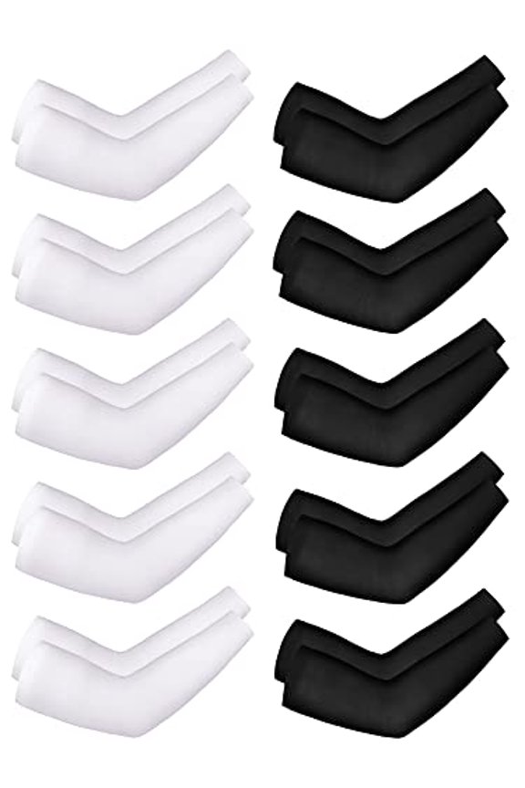 Boao 10 Pairs UV Arm Sleeve for Men Women Cooling Tattoo Cover up Compression Sun Protection Sleeves for Outdoor Activities