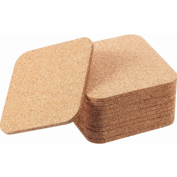 Boao 12 Pieces Square Cork Coasters Wooden Thick Drink 4x4 Inch for Kitchen Restaurant Home Bar Cafe Wedding Supplies