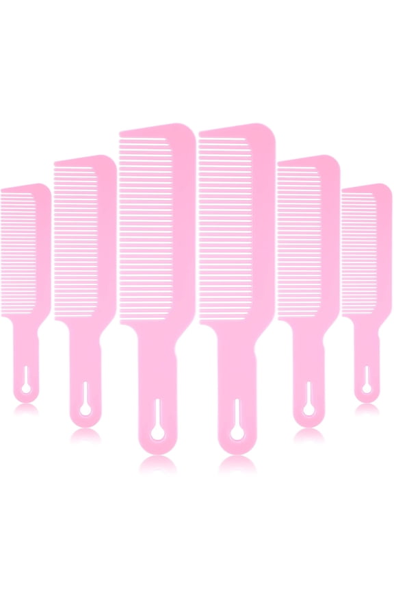 6 Pack Plastic Pink Hair Combs, 9 Inch Blending Barber Clipper Combs for Clipper Cuts and Flattops, Heat Resistant Anti-Static Hairdressing Combs (Pink, 6 Pieces)